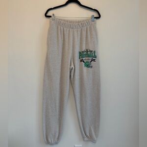 Gray Sweatpants with Green Football Graphic